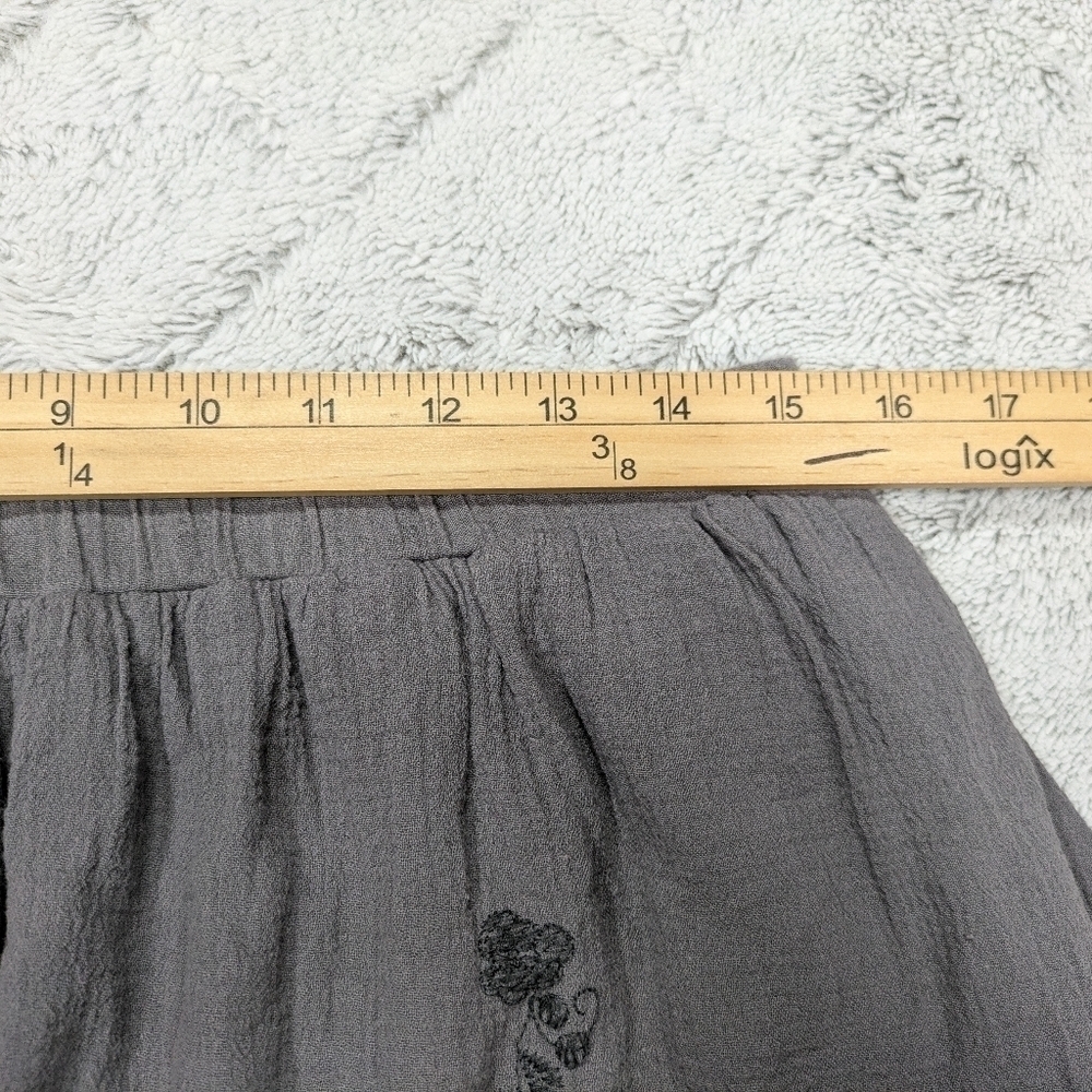 Garnet Hill Skirt Women's L Gray Floral Embroidered Mini Ruffle Lined Boho - Picture 3 of 8
